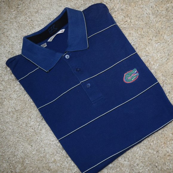 Cutter & Buck UF Florida Gators Blue Stripe Polo Golf Shirt Embroidered Logo g73 - Picture 3 of 6